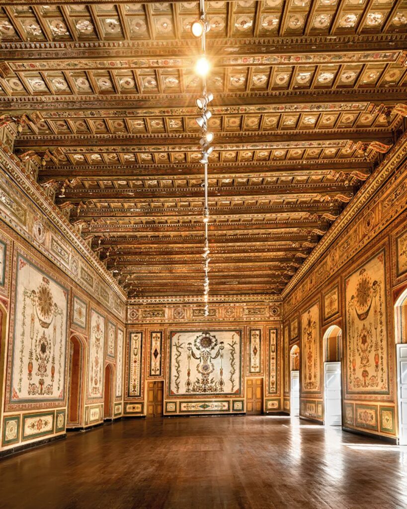 An internal shot of the decorated piano nobile room at the National Museum of Archaeology in Valletta.
